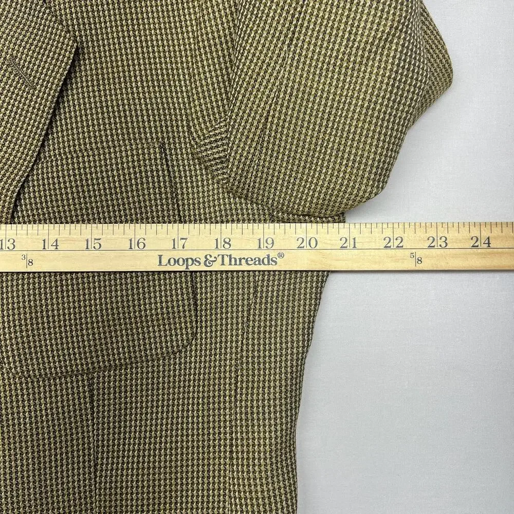 Vintage Austin Reed Wool Sport Coat 40R Tan Houndstooth USA Made Union Blazer